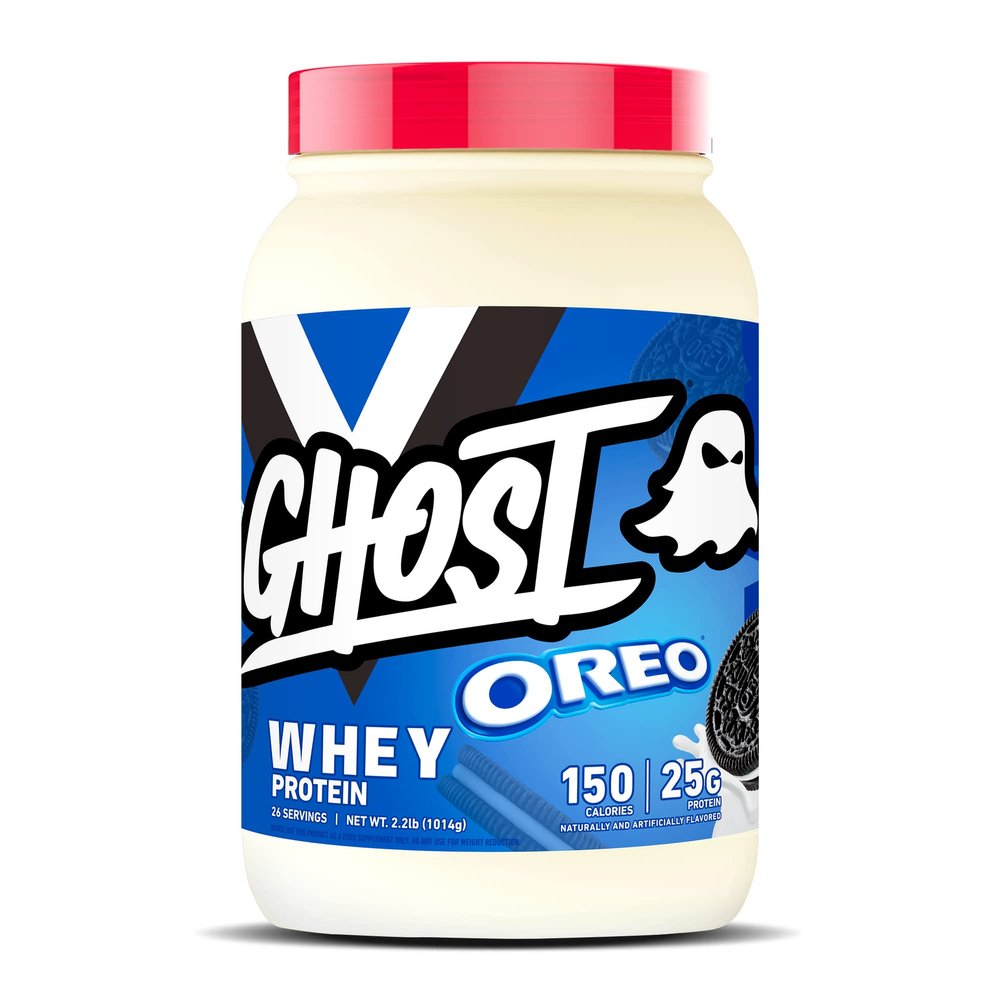 GHOST Whey Protein Powder, Oreo - 2LB, 25G of Protein - Whey Protein Blend -Post Workout Fitness & Nutrition Shakes, Smoothies, Baking & Cooking - Cookie Pieces Inside