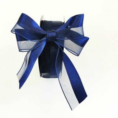fapecan 20 Yards/ROLL Hazy Yarn Flower Bouquet Packaging Ribbon,Bow Gift Decoration Ribbon Wrapping Christmas Wedding Decorative Ribbon 25MM (Navy Blue)