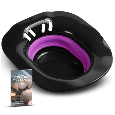 Fivona Foldable Sitz Bath Yoni Steam Seat for V Steaming and Sitz Bath Soaking - Special Black Line Over the Toilet Home Perineal Spa for Postpartum and Hemorrhoids Care