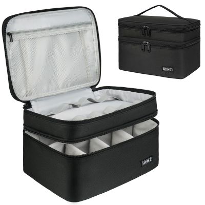 LEFORZ Medicine Storage Bag,Double Layers Pill Bottle Organizer Bag Empty with Lockable Zipper&Adjustable Divider,Medication Travel Carrying Bag for Pills,Vitamins,Medical Supplies