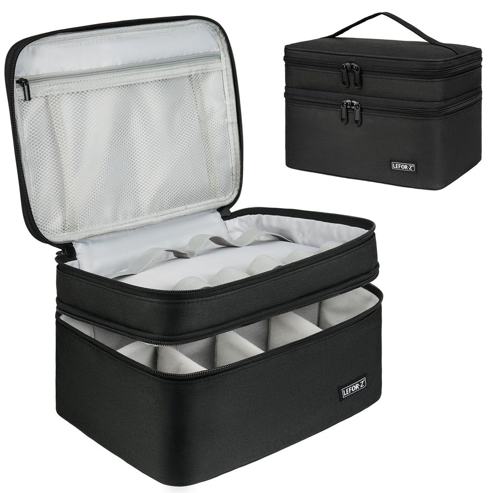LEFORZ Medicine Storage Bag,Double Layers Pill Bottle Organizer Bag Empty with Lockable Zipper&Adjustable Divider,Medication Travel Carrying Bag for Pills,Vitamins,Medical Supplies