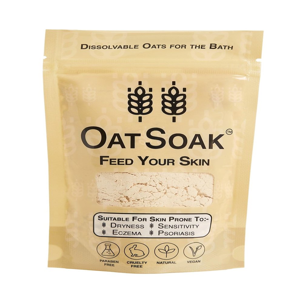 OatSoak Colloidal Oatmeal Bath Additive. Dissolvable Oatmeal. Suitable for Skin Prone to Eczema, Psoriasis, Sunburn, and Chicken Pox. 100% Scottish Oatmeal Bath Powder. Skin Care