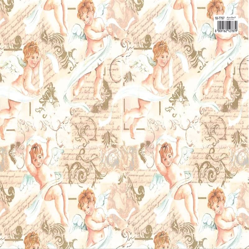 Kartos Cherubs Italian Wrapping Paper, Folded