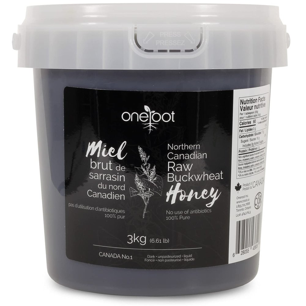 OneRoot Raw Buckwheat Honey 6.6 lbs, Unheated & Unprocessed Dark Nutrient-Rich, Antioxidant-Packed Natural Sweetener Pure & Unfiltered Honey