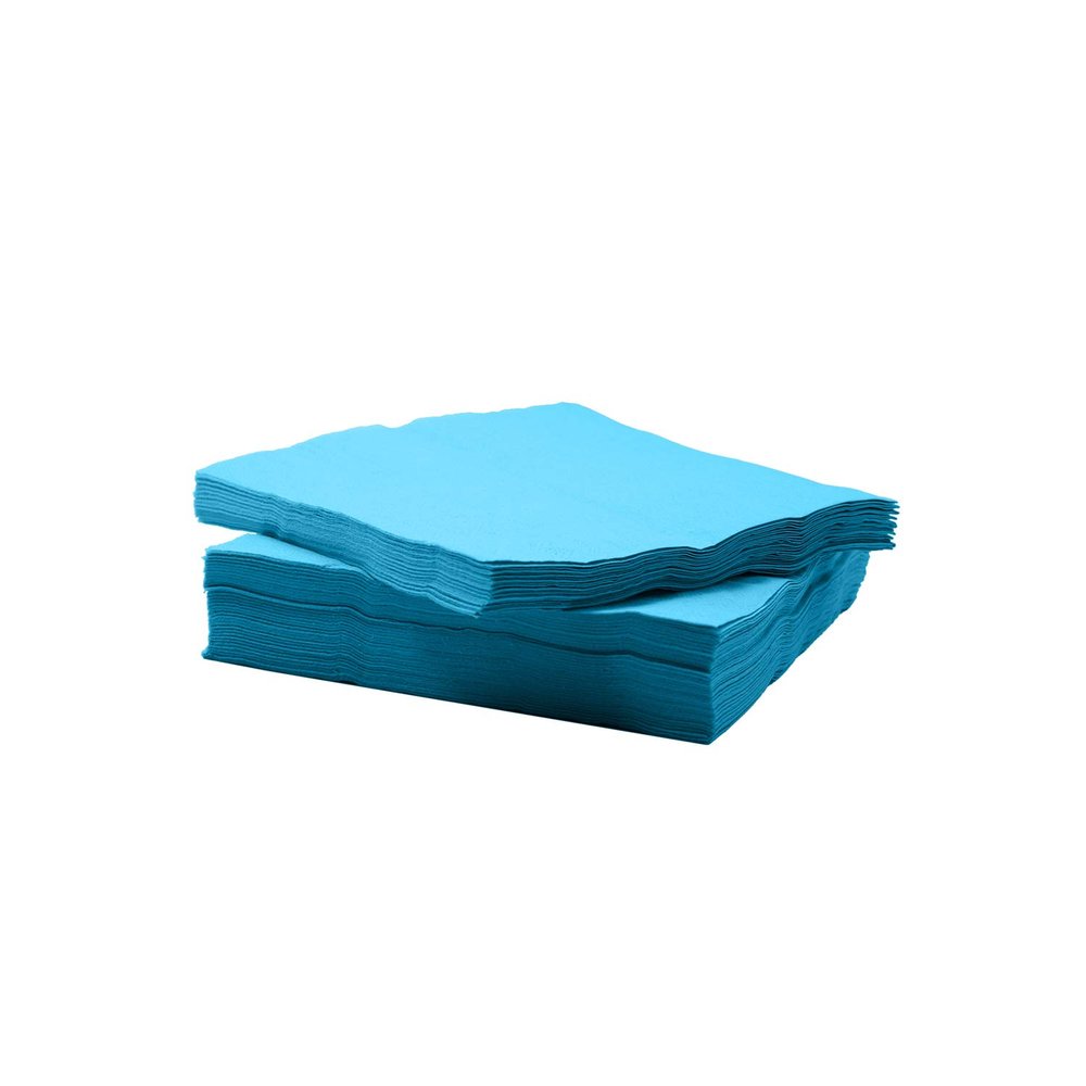 Party Essentials Paper 2-Ply Square Color Napkins, 9.875" x 9.875" Cocktail Beverage, Bright Blue, 96-Count
