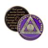 1 Year Sobriety Coin | Triplate AA Chip Recovery Anniversary Token (Purple)