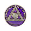 1 Year Sobriety Coin | Triplate AA Chip Recovery Anniversary Token (Purple) view 2