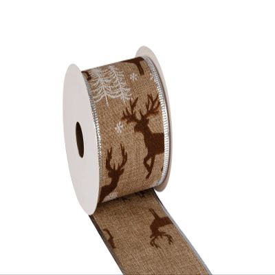 AVANAVA Canvas Wired Ribbon Christmas Ribbon Burlap Ribbon for Home Dcor, Christmas Tree Ornaments, Gift Wrapping, DIY Crafts, 2-1/2" x 10 Yards - Tan