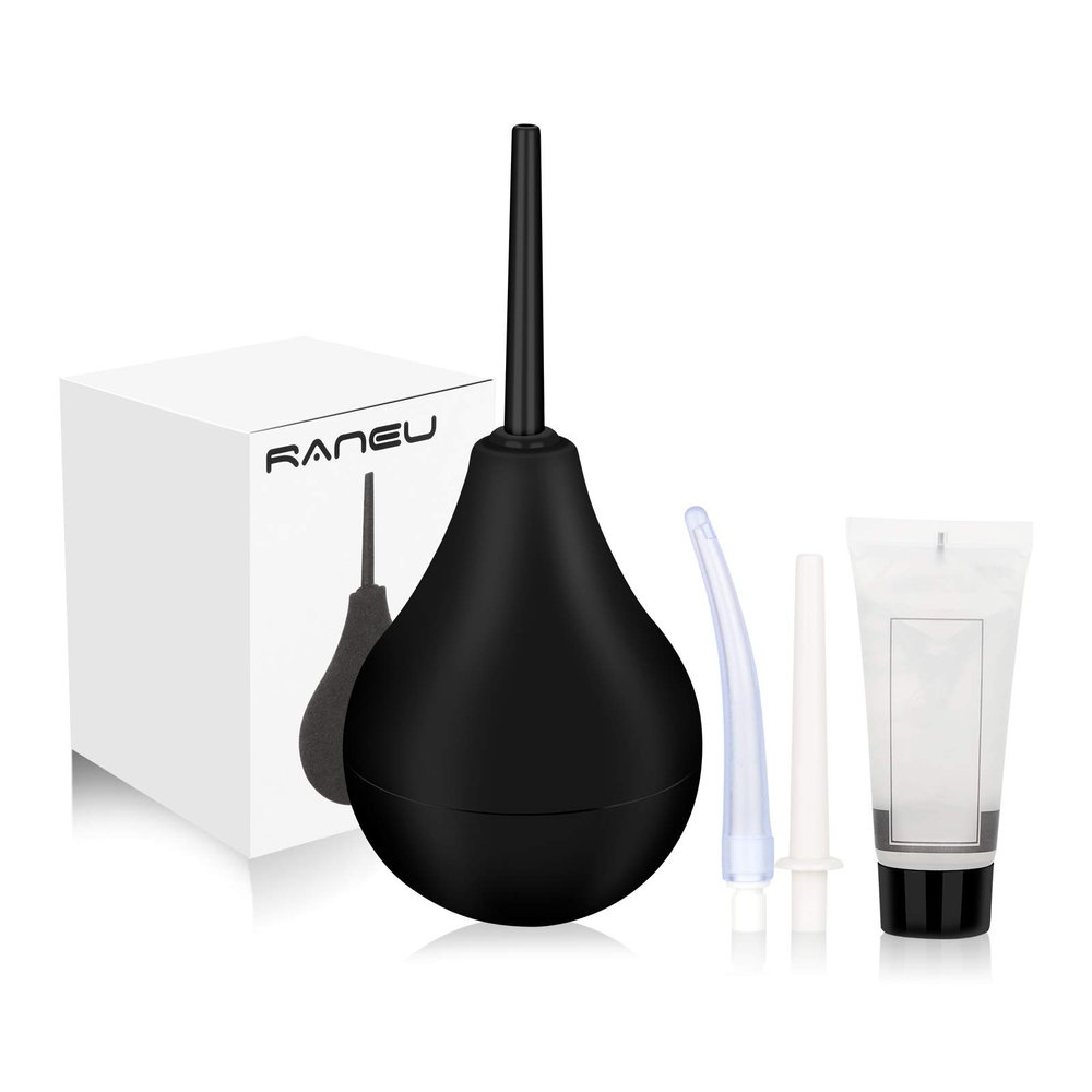 RANEU Enema Bulb Anal Douche Enema Kit for Women & Men with 3 Nozzles (5 Piece Set)