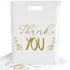 POPGIFTU Thank You Bags 12"x15"  White Plastic Retail Shopping Bag with Die-Cut Handles, 100 Pack  Bulk Merchandise Bags for Small Business, Boutique, Clothing, Gifts, Trade Shows view 1