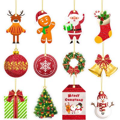 120 Pieces Large Christmas Gifts Tags with String, Glitter Foil Christmas Tags Hanging Holiday Name Tag Labels for Party Favor Bags Wrapping Presents Packages