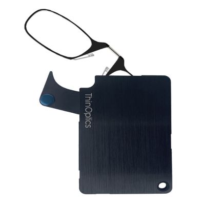 ThinOptics Stainless Steel Slim Wallet with Readers/Reading Glasses Rectangular, Black, Black, 2.5