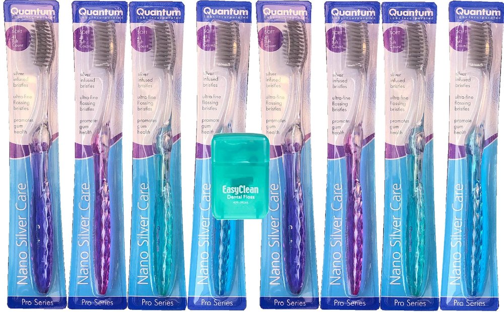 HDP Nano Silver Care Toothbrush Floss Color:Nano Silver Size:Pack of 8 with Bonus