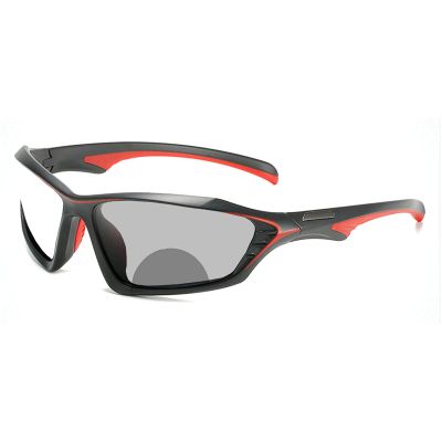 Outdoor Transition Photochromic Bifocal Reading Glasses for Mens Womens rectangle Sports Driving Sunglasses Readers 0~+4.00 (red, 200 magnification)