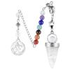 SUNYIK Natural 7 Chakra Crystal Point Pendulum for Dowsing Divination, Buddha Head Cone Pendulum with 7 Chakra Beads Chain 7.5'', Rock Quartz view 1
