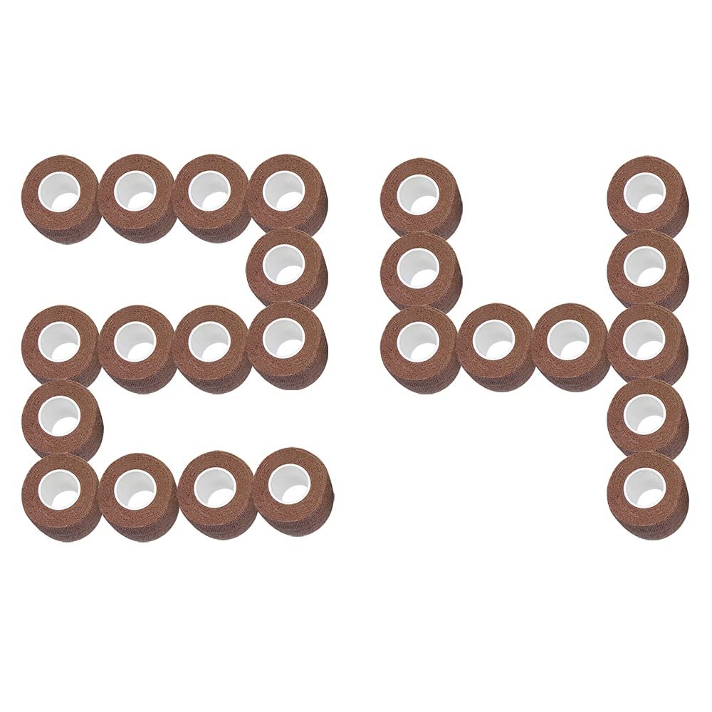 [24 Pack-1" x5Yards] MINGYUE Self Adhesive Bandage Wrap,Athletic Tape,Sports Tape,Wrist and Ankle Wrap Tape,Cohesive Bandage for Vet Tape(Brown)