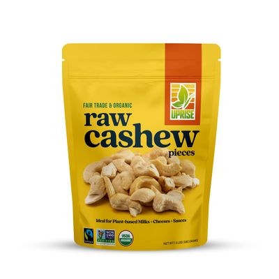 Fair Trade Organic Cashew Pieces (1.5 lb) Raw, Unsalted, Non-GMO, Gluten-Free, Ethically Sourced for Cashew Milk, Cheese, Butter, Vegan Recipes, Sauces, Plant-Based Cooking, Baking & Meal Prep