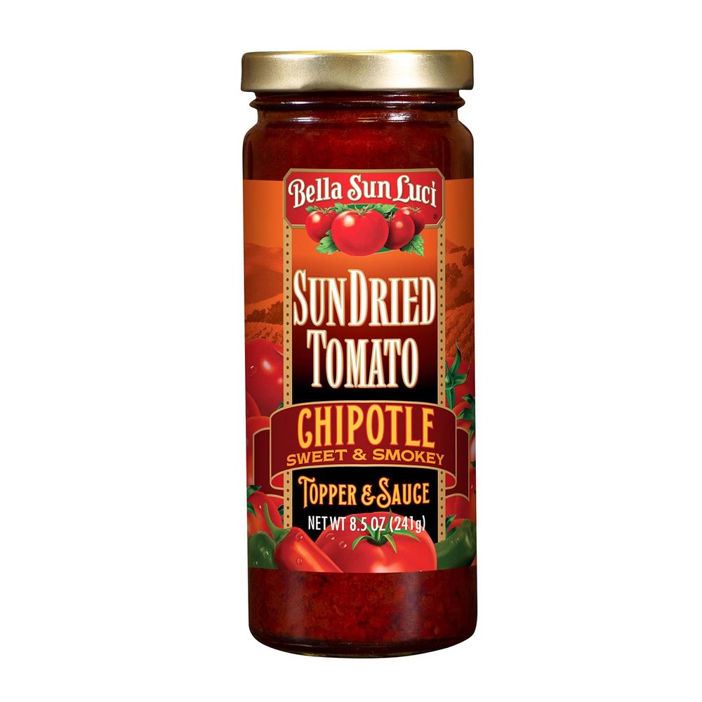 Bella Sun Luci Sun-Dried Tomato Chipotle Topper Sauce, Smoky & Mildly Spicy Finishing Sauce for Tacos, Eggs, Meats & Vegetables, 8.5 oz