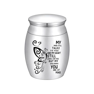 SOITIS Small Urn for Ashes 1.57 Inches Small Keepsake Urn for Human Ashes Butterfly Mini Urn Stainless Steel Ash Holder Small Ash Urn for Women, Silver Keepsake