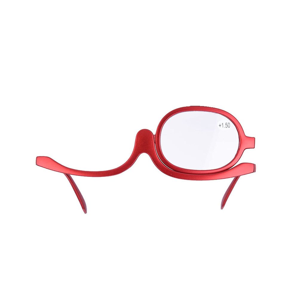 Agatige Eyeglasses for Makeup Application, Makeup Glasses with Magnify Eye Rotating Makeup Glasses for Women Makeup Essential Tool(Red +150)