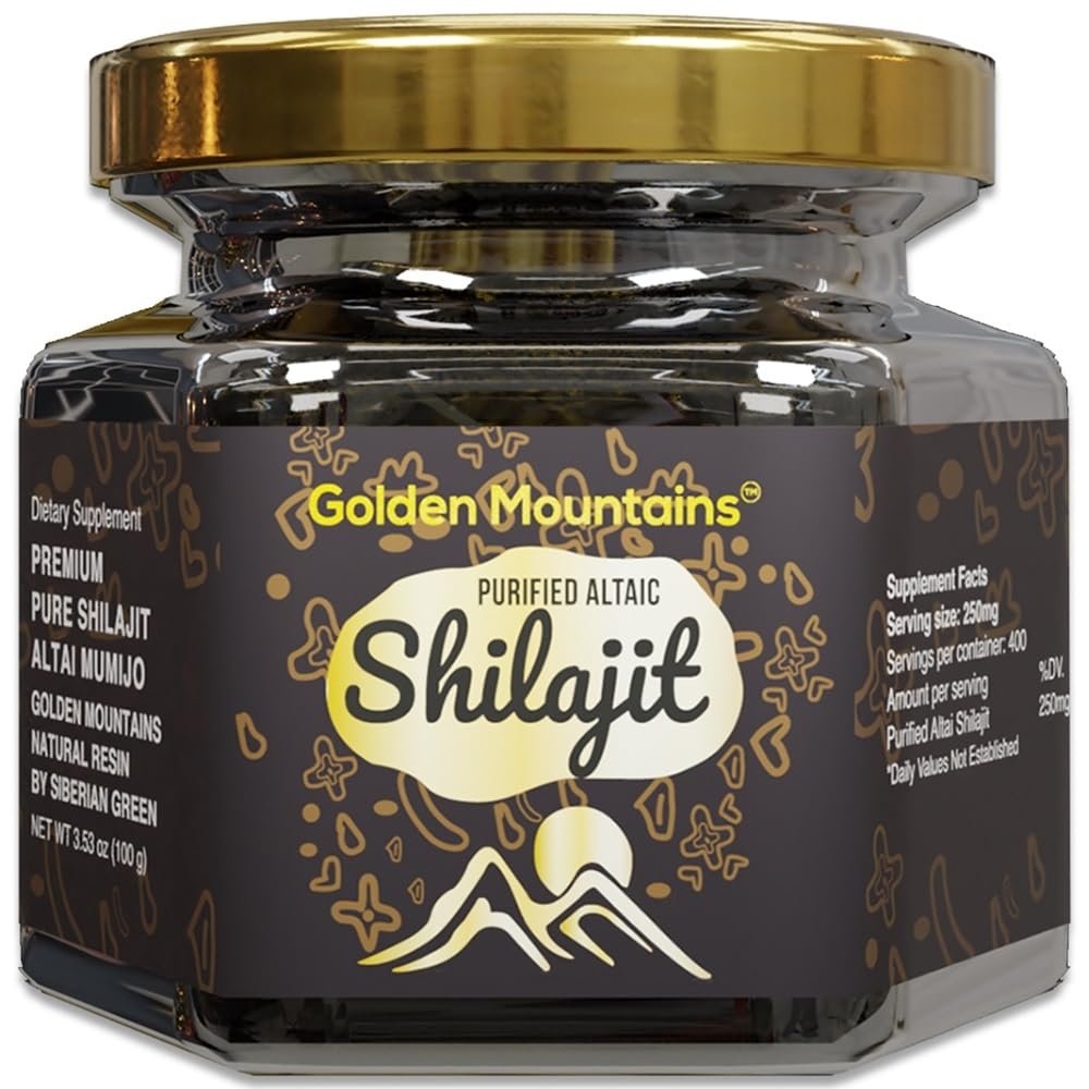 Pure Authentic Siberian Altai Golden Mountains Shilajit Resin 100g 3.53oz - Measuring Spoon Quality & Safety Certificate in Each Box