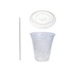 12 oz Crystal Clear Plastic Cups With Flat lids and White Paper Straws - For Summary Beverage, Party, to-go (100) view 1