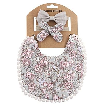Fancy Cloth Bibs and Bow Set (Pluie)