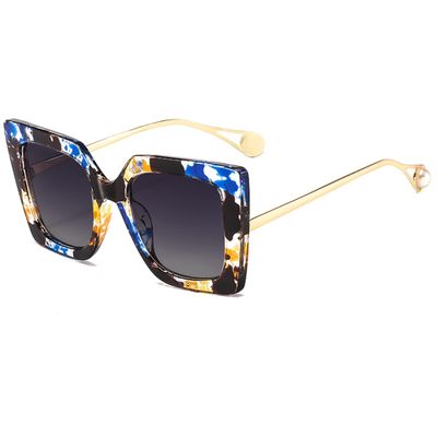 bullabulling Retro Reader Sunglasses Women Men Reading Under the Sun Square Fashion Glasses -Not Bifocals (blue floral, 1.75)