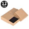 12 Pack Set Cardboard Drawer Display Jewelry Boxes, Driew 3.5x3.5 1.4inch Kraft aper Gift Boxes Thick Paper Box Bulk Jewelry Gift Packaging Gift Case Sponge Insert and Lids Small Kraft Paper Box for view 2