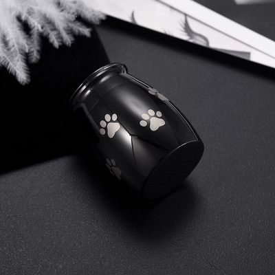 TIANZXS Stainless Steel Cremation Urn for Ashes Pet Dog Paw Print Keepsake Funeral Urns for Dog Cat Small 25mm 16mm Black Color