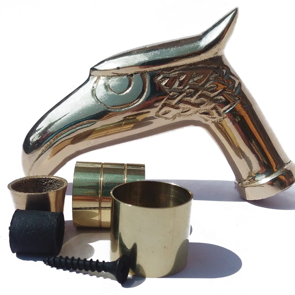 Yusra Gifts Antique Embossed 3.7 Eagle Head Handle for Walking Stick Canes Shaft Vintage-Look Brass Handles with Carved Detailing, 3.7 x 0.8 x 2.4 inches