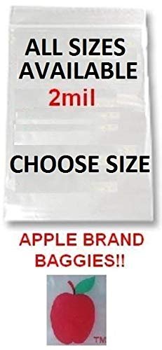 1000 PACK APPLE BRAND BAGGIES MINI 2mil CLEAR BAGS 1000 resealable plastic (1510black)