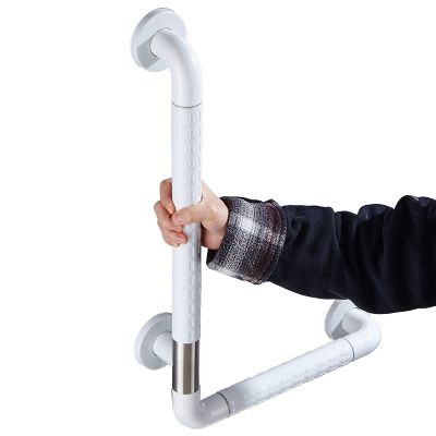 Shower Safety Non-Slip L-Shaped Grab Bar Stainless Steel Grab Rail for Elderly Kids Pregnant and Handicapped,Bathroom Safety Aid (Color : White, Size : 70 * 70cm)