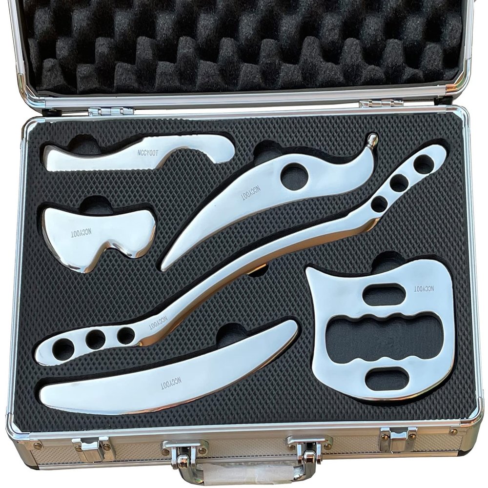 NCCYOOT Gua sha Set, IASTM Tool Gua Sha Stainless Steel Muscle Scraper Set of 6 Picese for Soft Tissue Therapy and Reduce Arms,Legs,Back, Shoulder Muscle Pain(6 pcs)