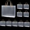 10Pack Clear Gift Bags with Handles Bulk Clear Bouquet Bags PVC Gift Bags Clear Tote Bags Party Favors Bags for Wedding Birthdays Bridal Showers Festival Treat Bag White Frosted Bags Retail Bags view 3