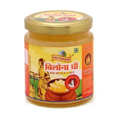 Gavyamart Bilona Ghee in Pantry 100% Pure Kankrej A2 Cow Desi Ghee Non GMO - Made Using Traditional Bilona Method Ghee 200 ML - Glass Ghee jar Pack - A2 Ghee Cow Organic