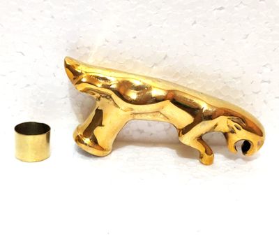 Vimal Nautical 5 Inch Big Size Antique Brass Jaguar Head Only Handle Vintage Antqiue Wooden Walking Stick Cane Gift