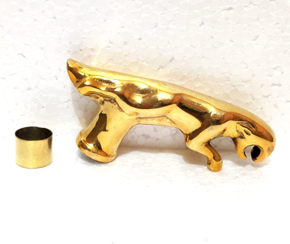 Vimal Nautical 5 Inch Big Size Antique Brass Jaguar Head Only Handle Vintage Antqiue Wooden Walking Stick Cane Gift