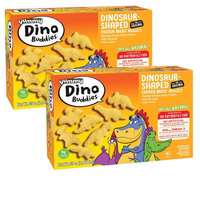 Gourmet Kitchn Yummy Dino Buddies Frozen Chicken Breast Nuggets, With Rib Meat, Omega 3 | No Artificial Preservatives - 2 Boxes, 35oz/56 ct each Box, 2 Pack