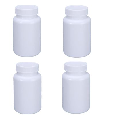 4PCS Empty Medicine Pill Bottle White Plastic Vials with Screw Cap Liquid Solid Powder Capsules Case Pill Tablet Holder Box Storage Container Reagent Bottle Travel Jar Pot (200ML)