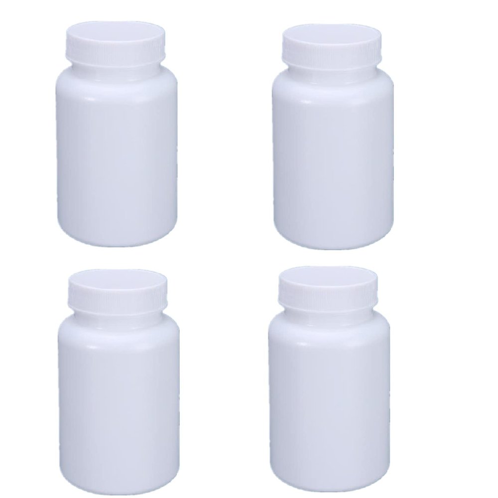 4PCS Empty Medicine Pill Bottle White Plastic Vials with Screw Cap Liquid Solid Powder Capsules Case Pill Tablet Holder Box Storage Container Reagent Bottle Travel Jar Pot (200ML)