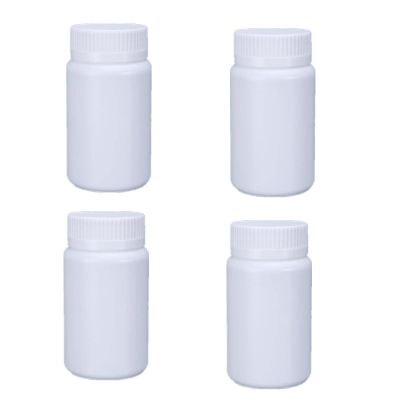 4PCS Empty Medicine Pill Bottle White Plastic Vials with Screw Cap Liquid Solid Powder Capsules Case Pill Tablet Holder Box Storage Container Reagent Bottle Travel Jar Pot (100ML)