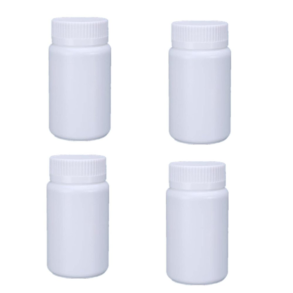 4PCS Empty Medicine Pill Bottle White Plastic Vials with Screw Cap Liquid Solid Powder Capsules Case Pill Tablet Holder Box Storage Container Reagent Bottle Travel Jar Pot (100ML)