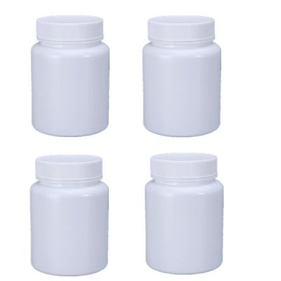 4PCS Empty Medicine Pill Bottle White Plastic Vials with Screw Cap Liquid Solid Powder Capsules Case Pill Tablet Holder Box Storage Container Reagent Bottle Travel Jar Pot (150ML)
