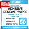 JJ CARE Adhesive Remover Wipes [Pack of 50] - Large Stoma Wipes - Sting Free Adhesive Remover for Skin Ostomy, Stoma, Colostomy Devices and Dressings view 1