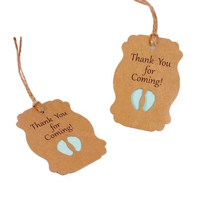 100pcs Baby Shower Tag Labels Thank You for Coming Tags New Born Boy Girl 1st Birthday Party Decoration babyshower Christening Blue