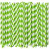 [1000 Count] 7.75 Inch Green/White Striped Paper Drinking Straws Bulk, 100% Biodegradable view 1