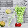 [1000 Count] 7.75 Inch Green/White Striped Paper Drinking Straws Bulk, 100% Biodegradable view 3