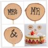 3pcs Wooden Wedding Cake Toppers Mr and Mrs Wedding Cake Topper Wood Decoration for Couple Party Anniversary Birthday Decoration view 2