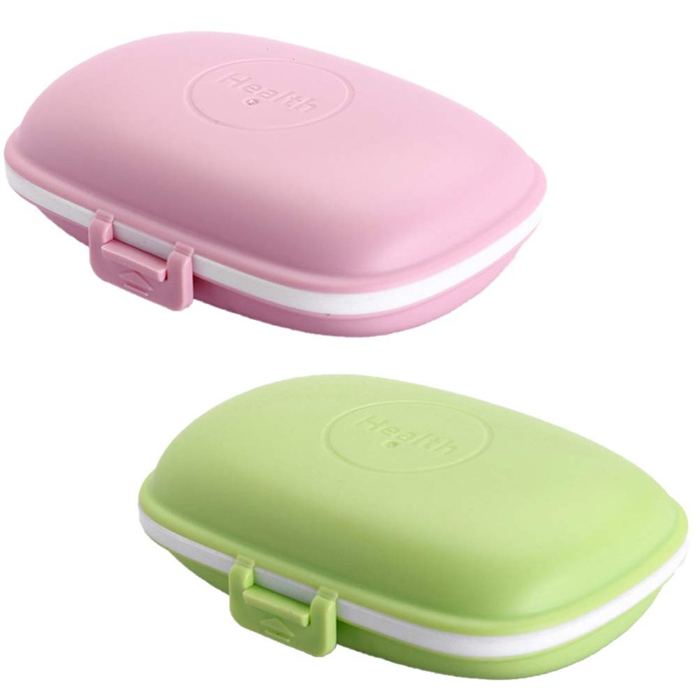 OSALADI Portable Pill Box with Compartments Airtight Medicine Organizer Case Compact 4.33X3.42X1.37 Inch Travel Storage for Daily Vitamins Pills with Transparent Lid